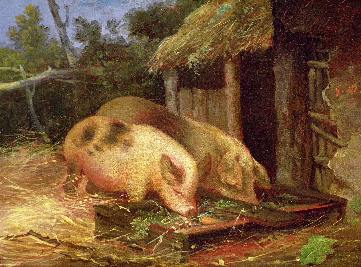 Schweine an einer Tränke von George Morland