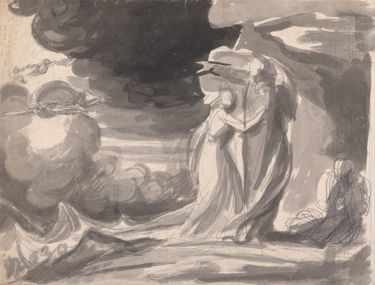 Miranda, Prospero und Caliban - Der Sturm von George Romney