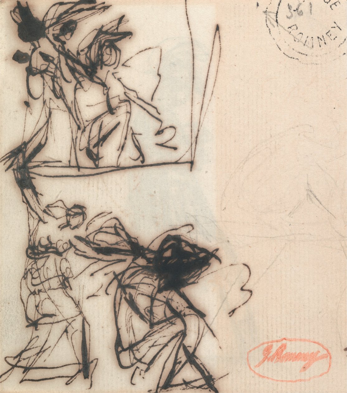 Stehende Figur mit erhobenem Arm und sitzende Figur von George Romney