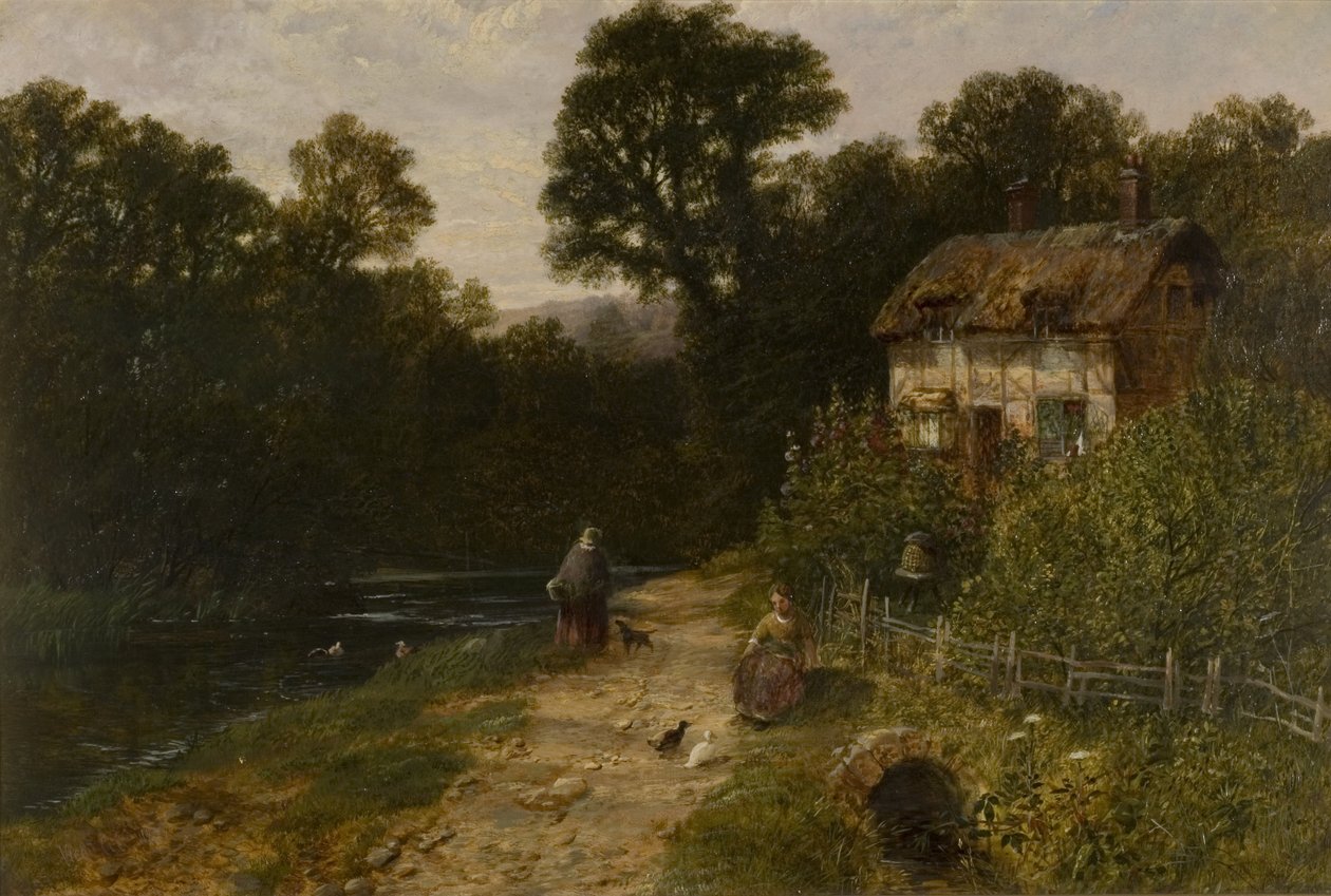 Landschaft mit Hütte und Figuren von George Vicat Cole