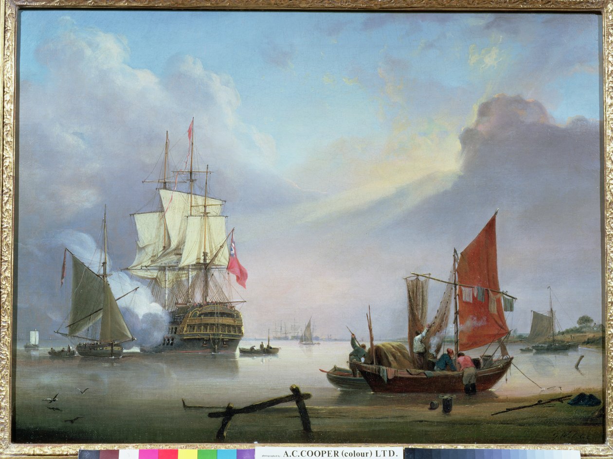Britisches Kriegsschiff vor der Küste von George Webster