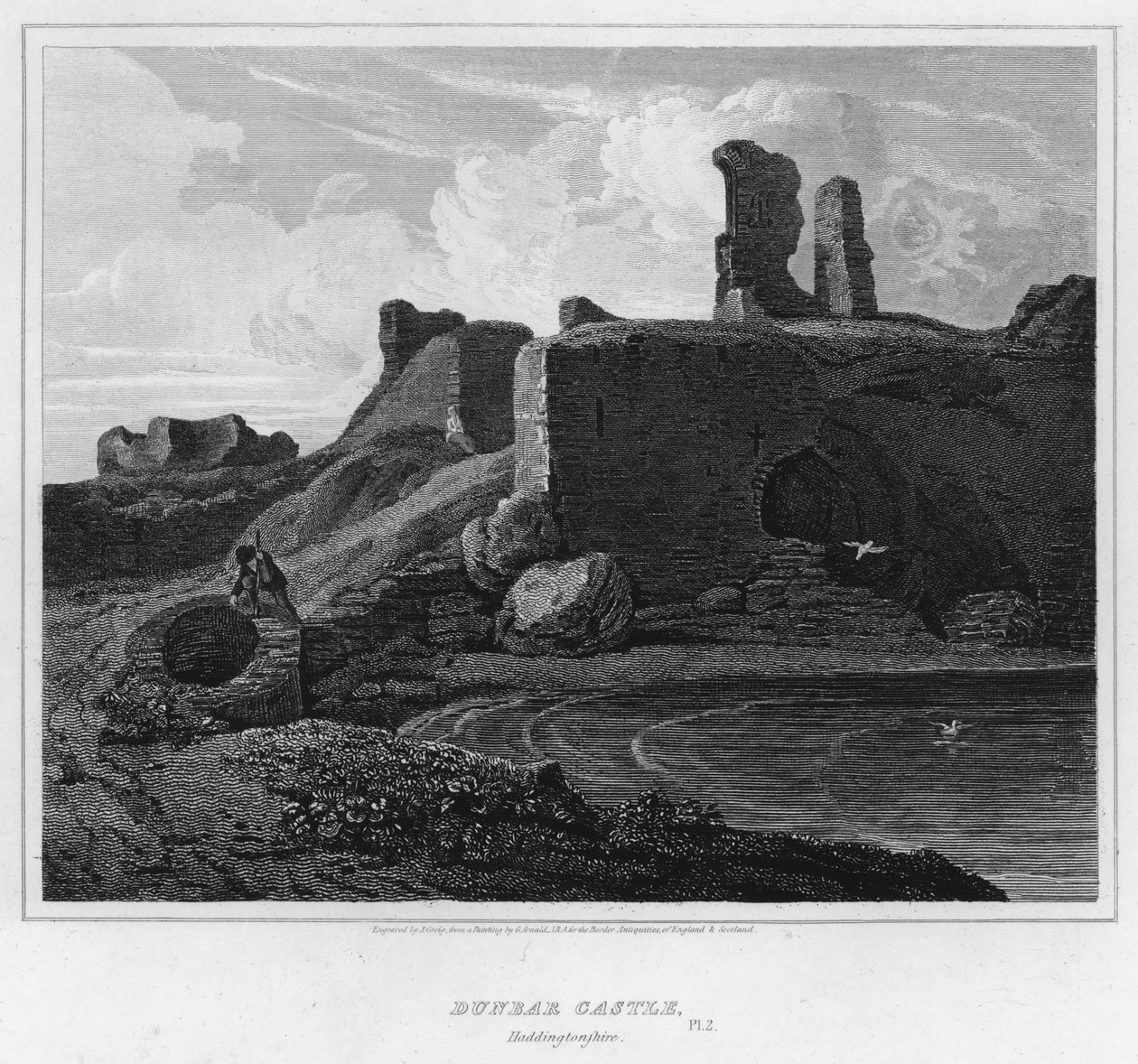 Dunbar Castle, Haddingtonshire (Gravur) von George (after) Arnald