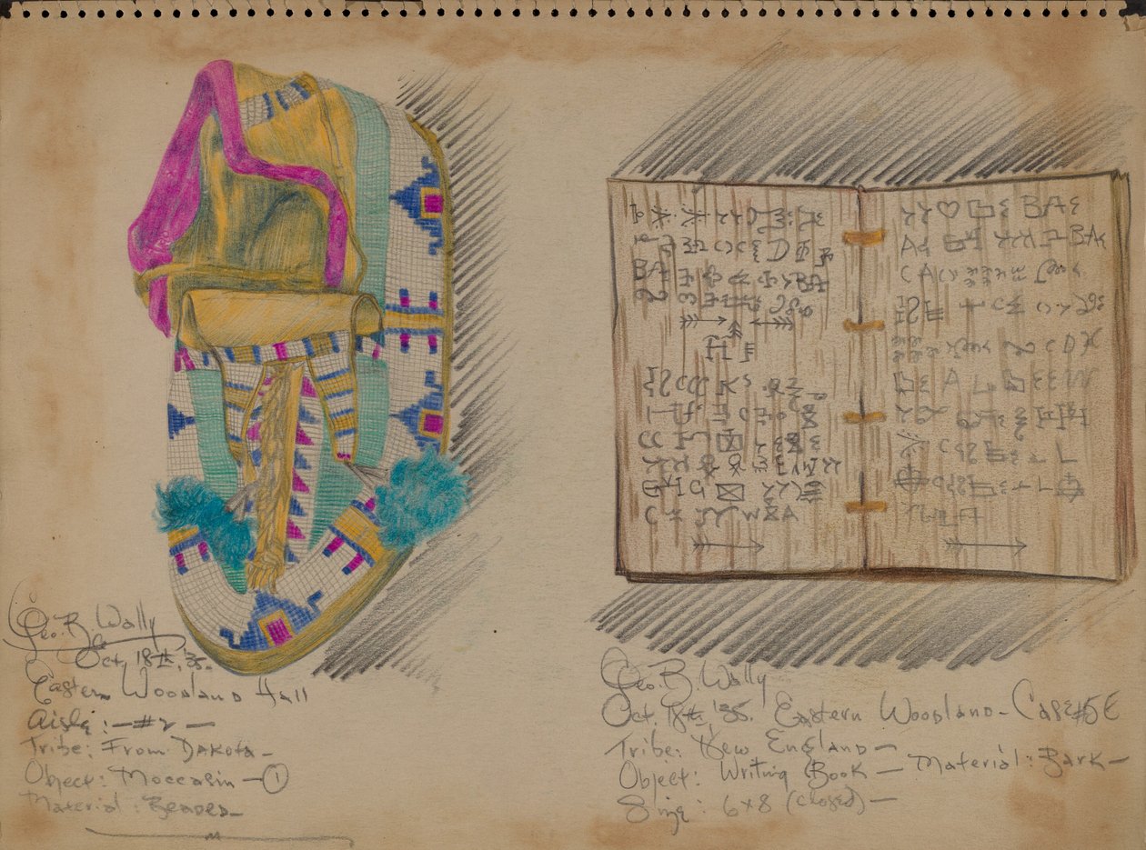Mokassin und Schreibbuch von George B. Wally