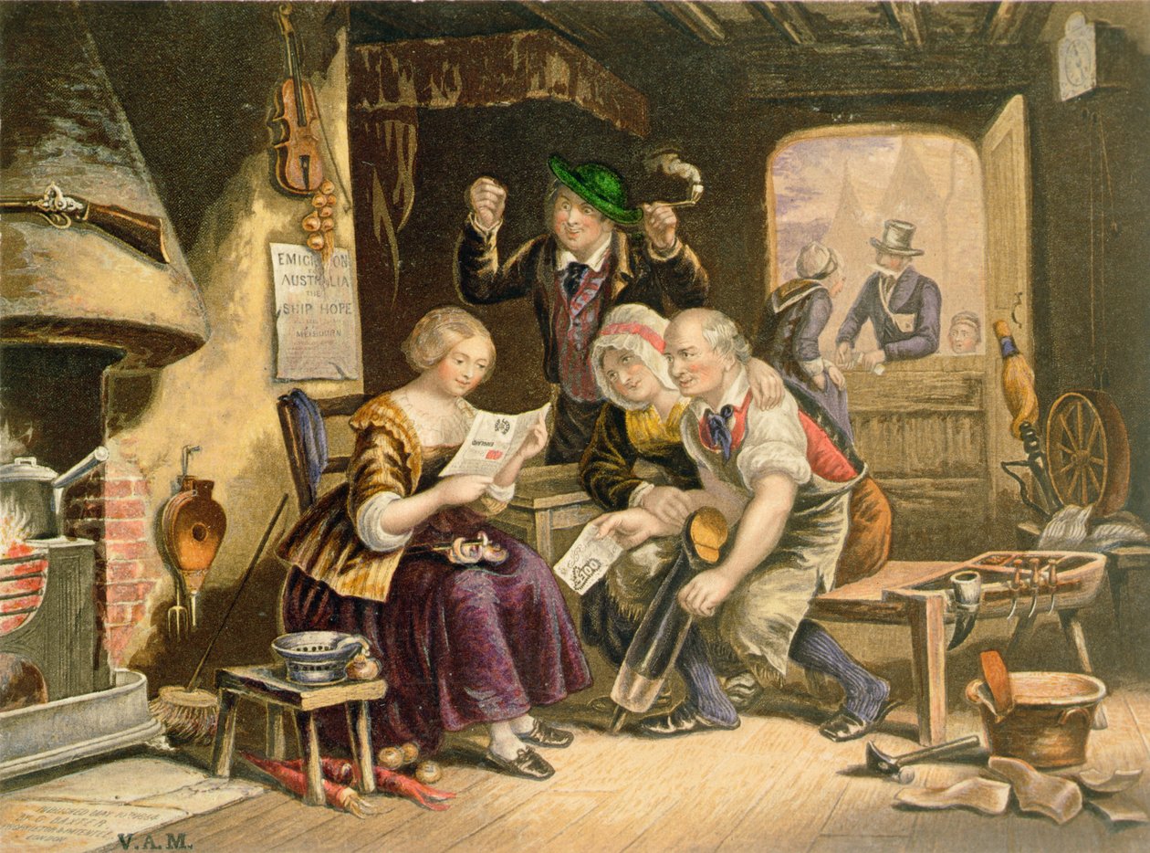 Nachrichten von Zuhause, 1854 von George Baxter