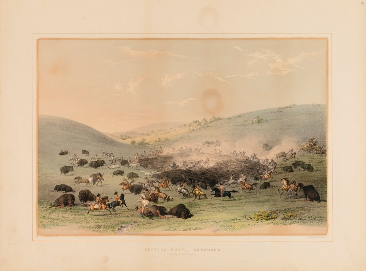 Büffeljagd Umzingelung--Nr. 9 von George Catlin