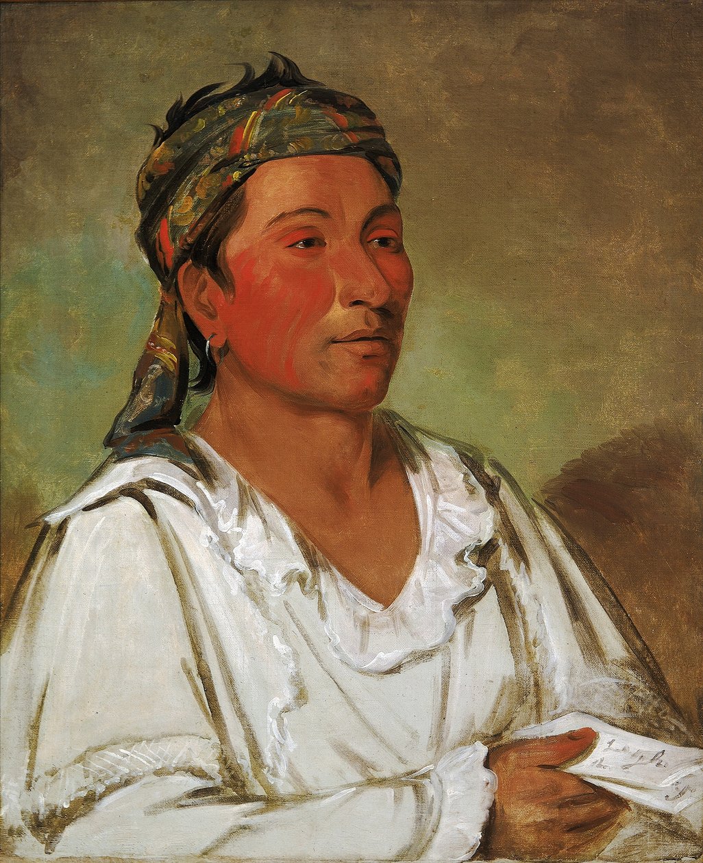 Lay-lóo-ah-pee-áí-shee-kaw, Gras, Busch und Blüte, halb zivilisiert von George Catlin