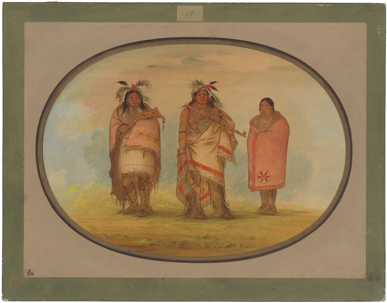 Menomonie-Häuptling, seine Frau und sein Sohn von George Catlin