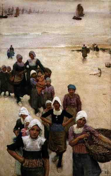 Fischermädchen am Strand von George Clausen