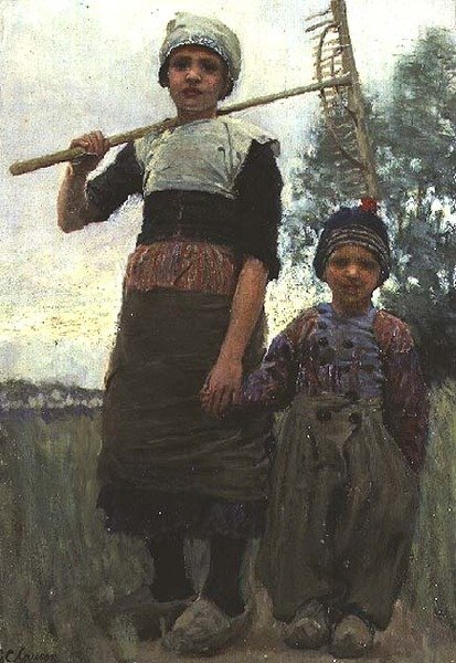 Kleine Heuarbeiter, Nordholland von George Clausen