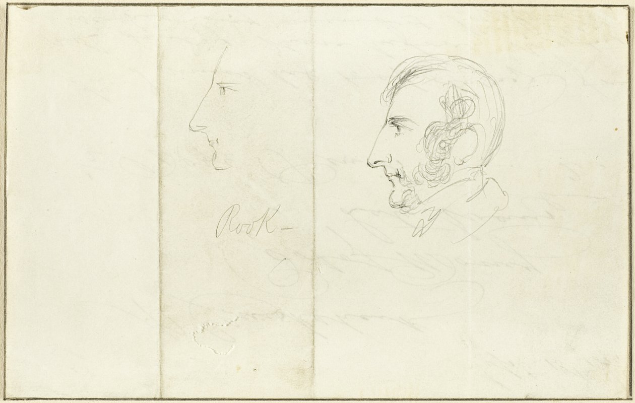 Zwei Selbstporträts im Profil von George Cruikshank
