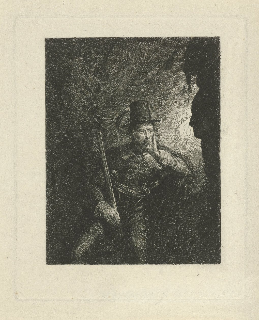 Bewaffneter Räuber in einer Höhle von George Gillis Haanen