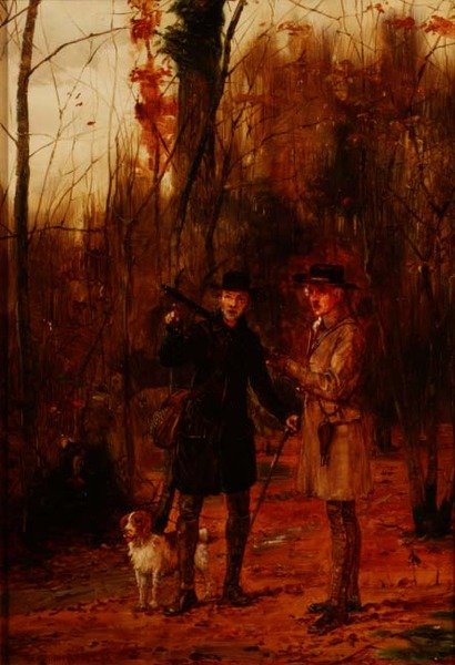 Zwei Männer schießen auf einen Waldschnepfe von George Goodwin Kilburne