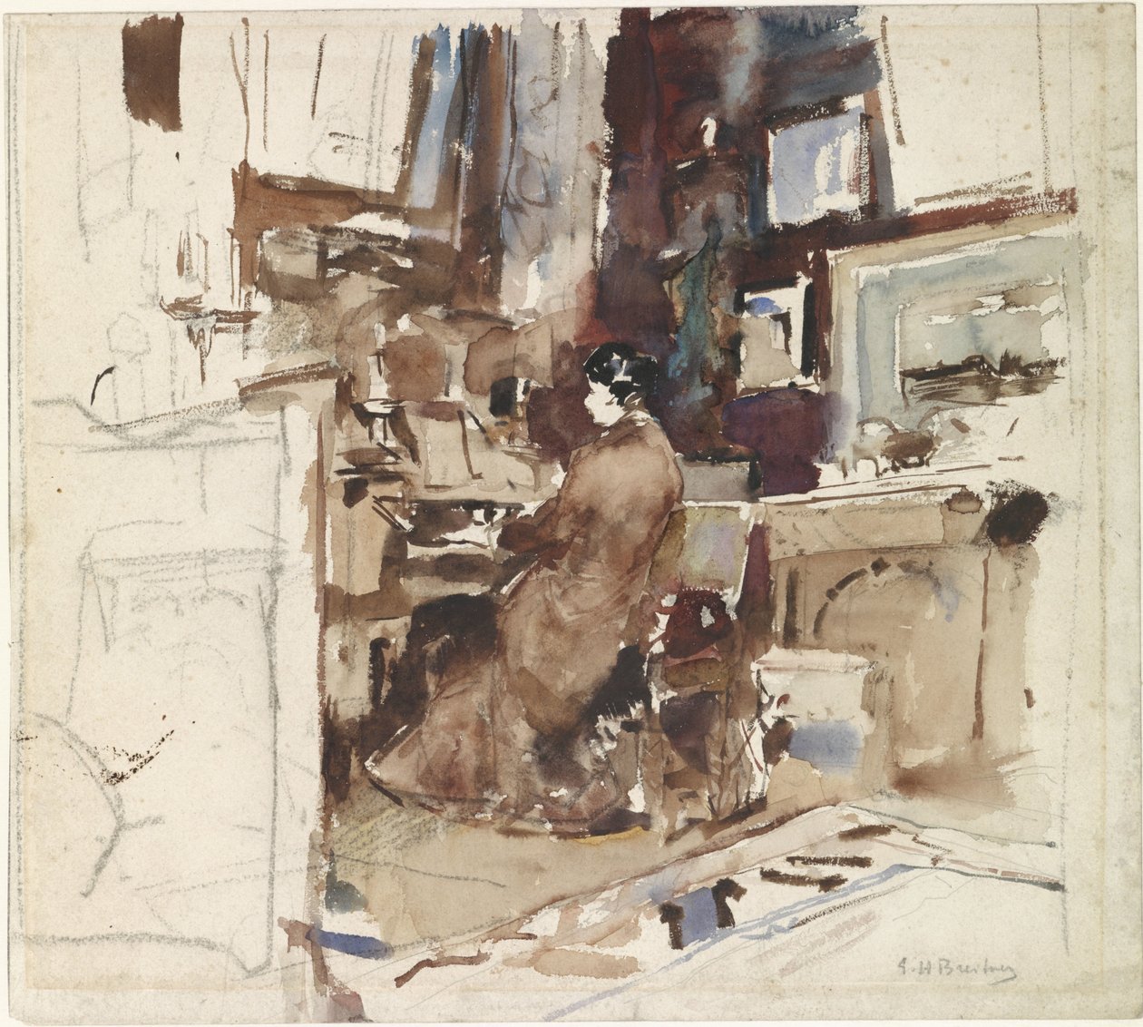 Dame im Atelier hinter einem Harmonium von George Hendrik Breitner
