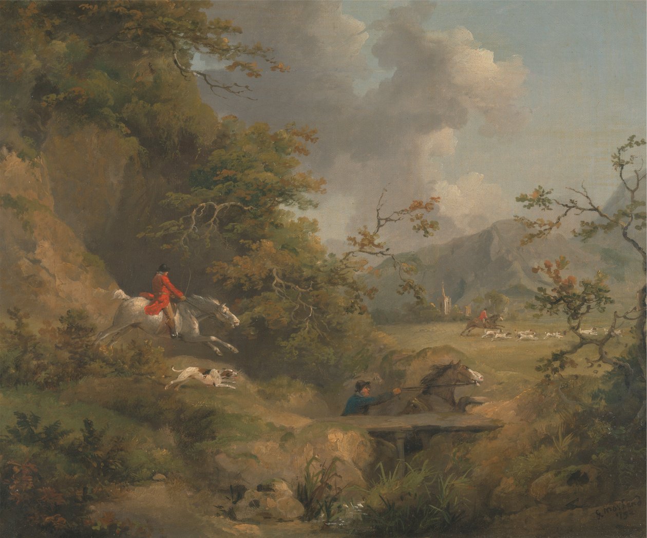 Fuchsjagd im hügeligen Land von George Morland