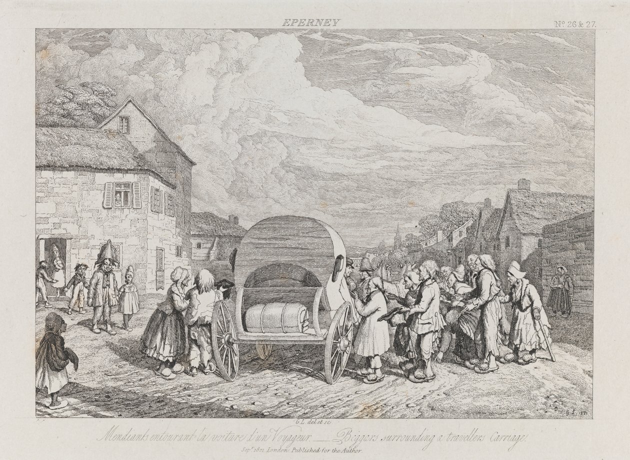 Bettler, Eperney, ca. 1821 von George Robert Lewis