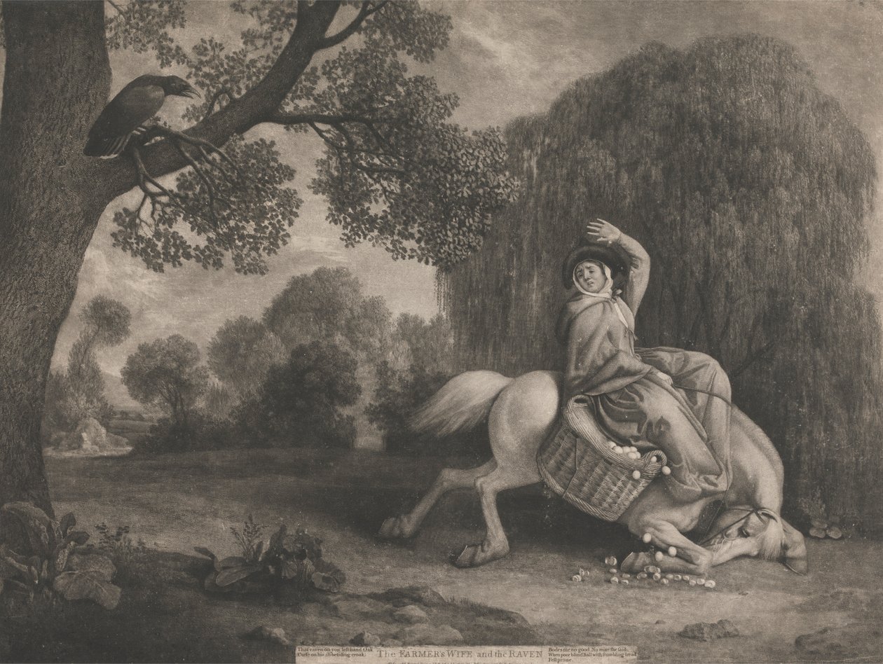 Die Frau des Bauern und der Rabe von George Stubbs