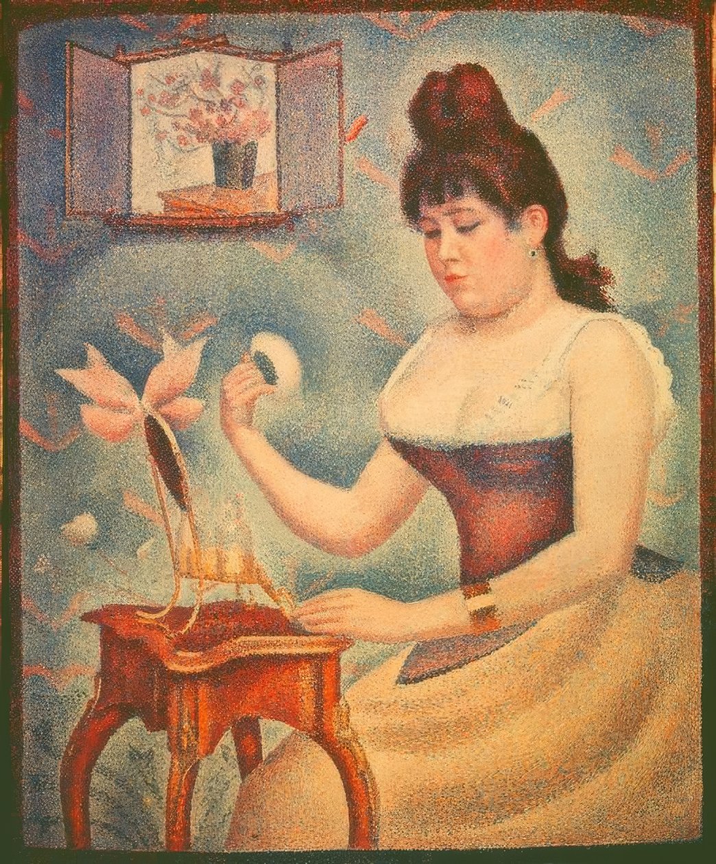 Junge Frau, die sich pudert von Georges Seurat