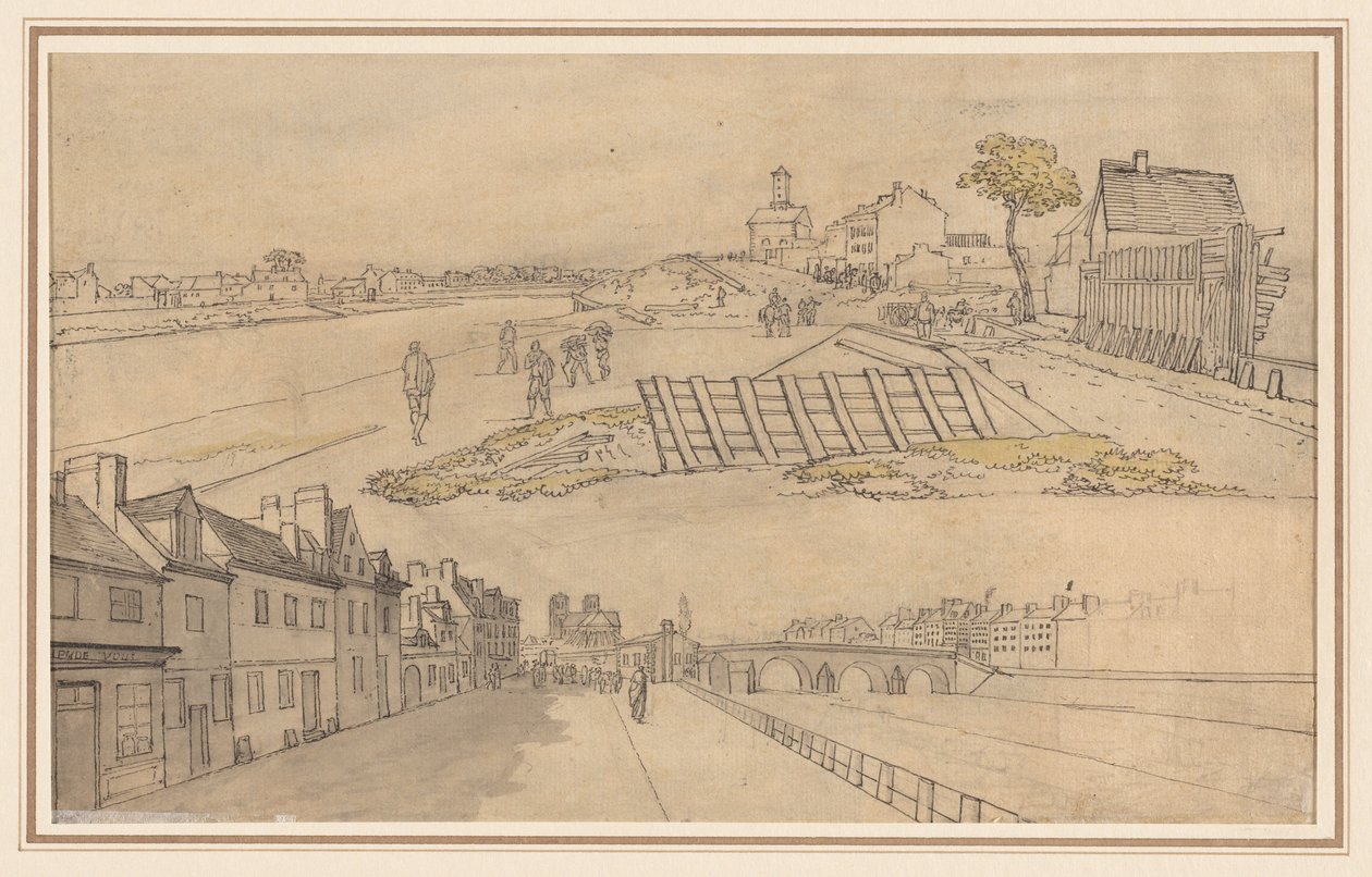 Zwei Ansichten von Paris (verso) von Georges Michel