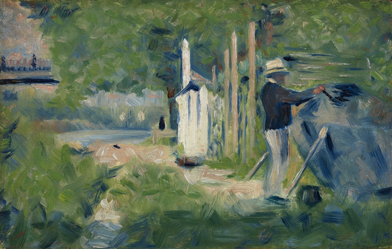 Mann, der sein Boot malt, ca. 1883 von Georges Seurat
