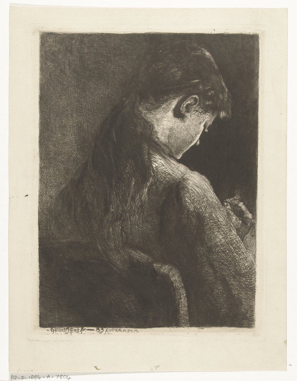Sitzendes Mädchen, von hinten gesehen von Gerard Jan Bos