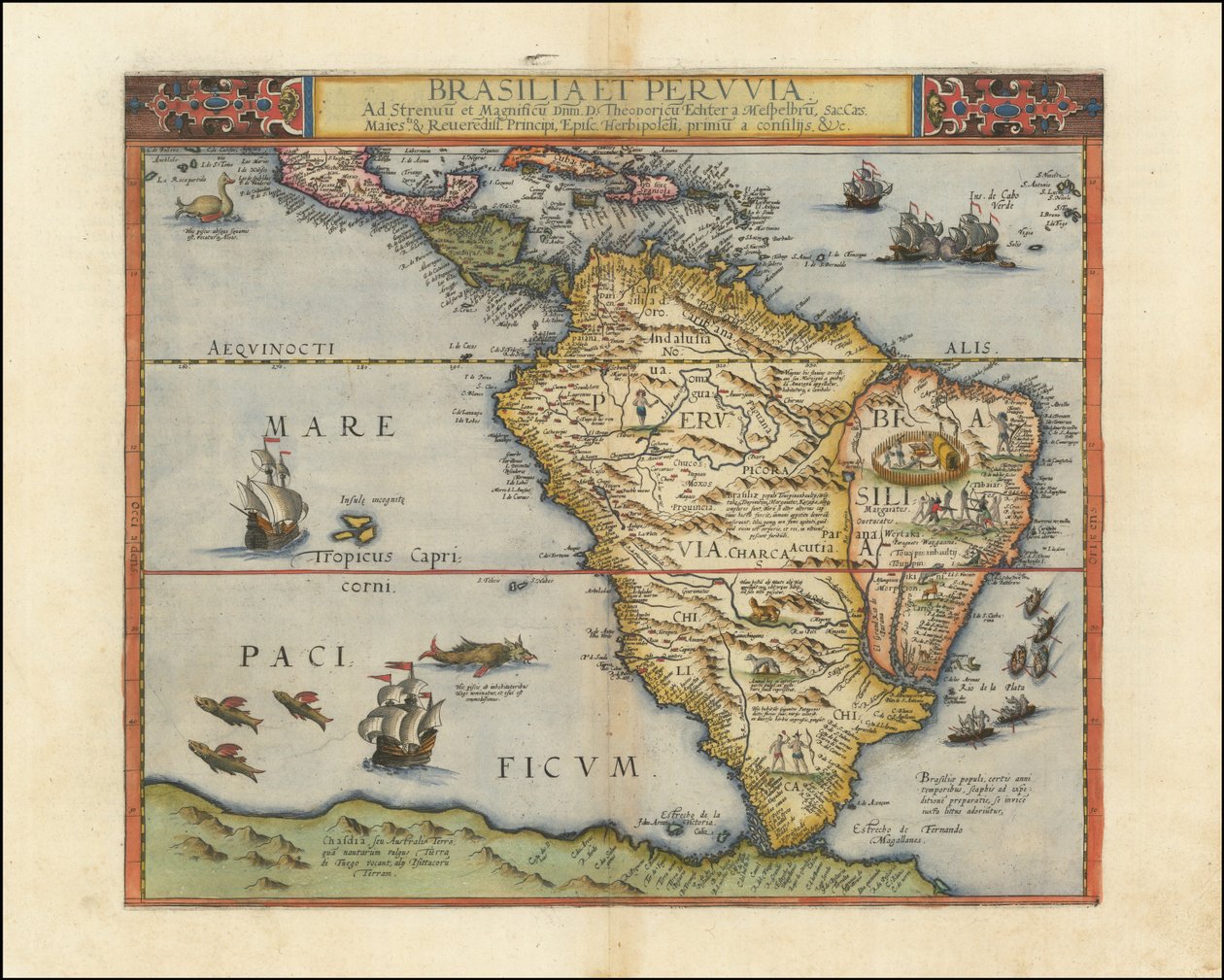 Karte von Südamerika, 1593 von Gerard de Jode