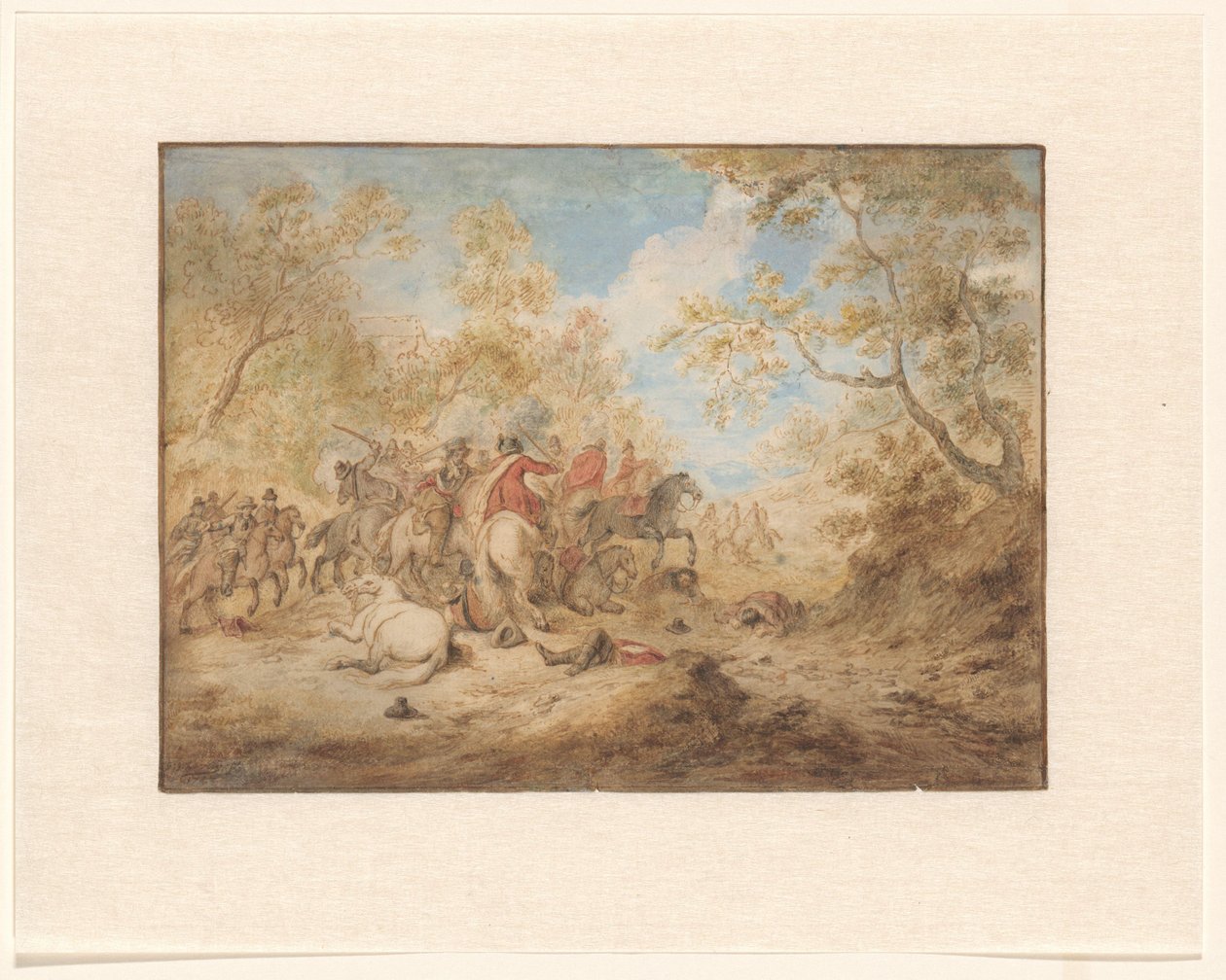 Landschaft mit kämpfenden Reitern von Gerardus Josephus Xavery