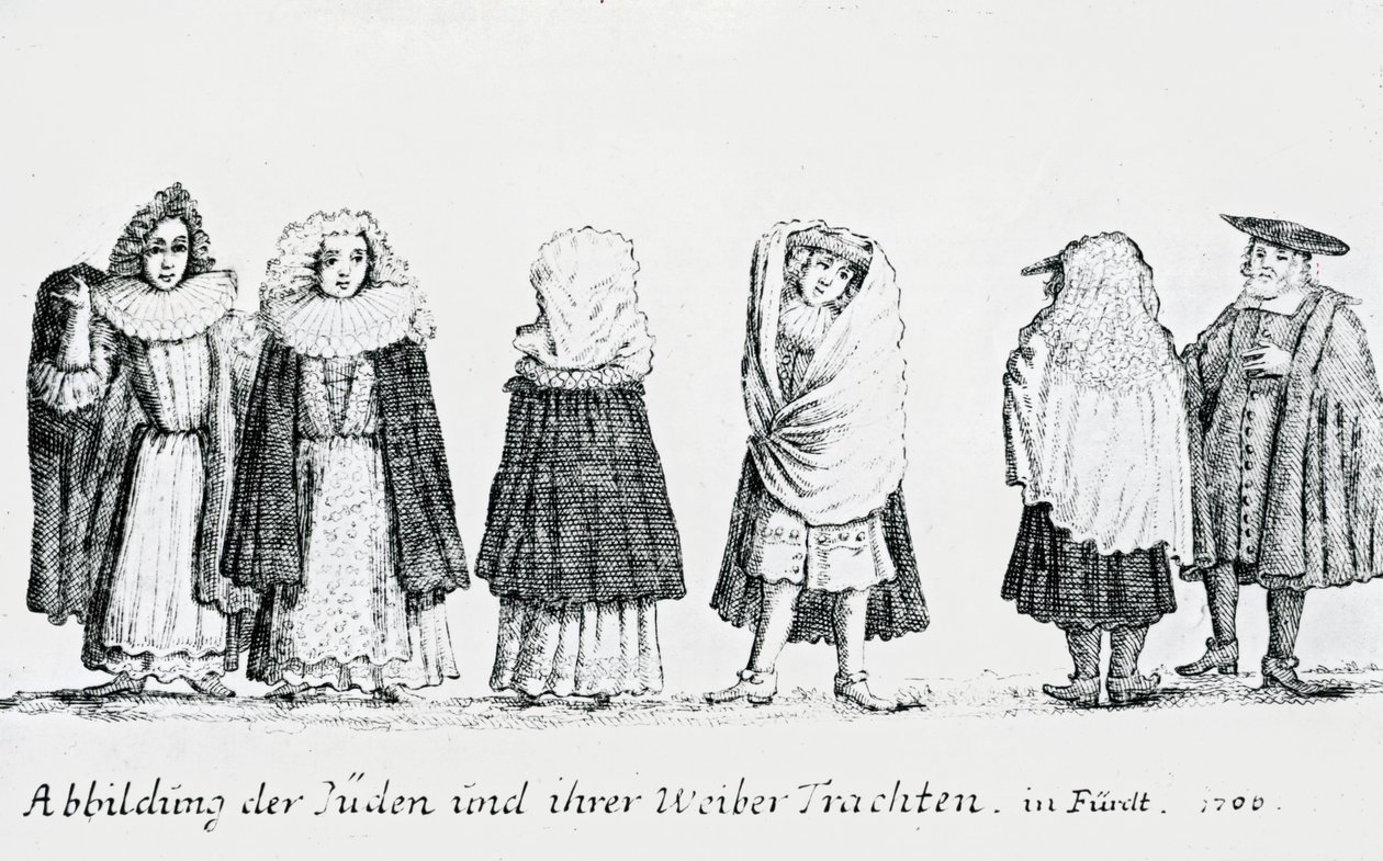 Darstellung jüdischer Menschen und ihrer Kleidung, 1706 von German School