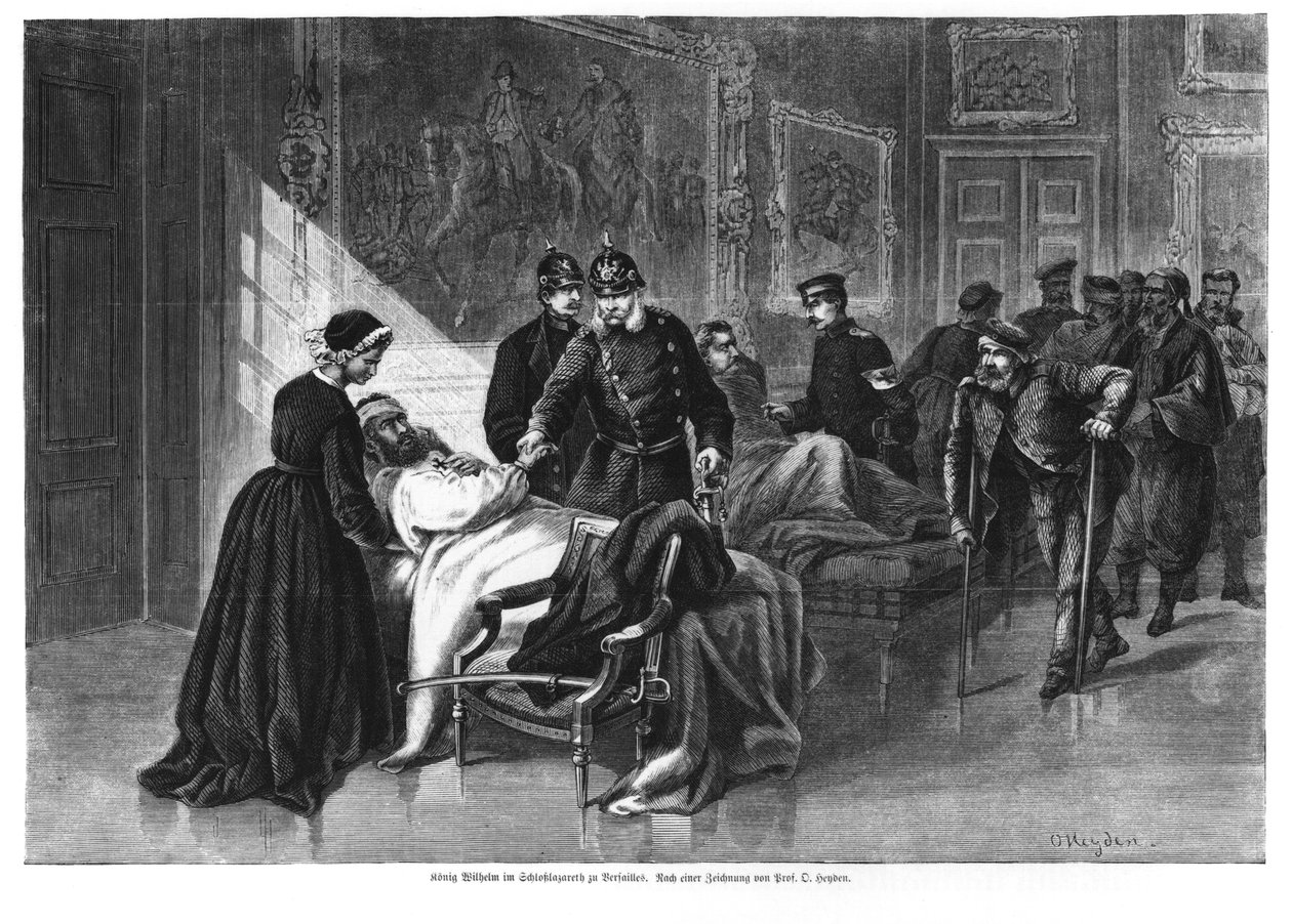 König Wilhelm I (1797-1888) besucht das Krankenhaus im Schloss Versailles, Illustration aus 