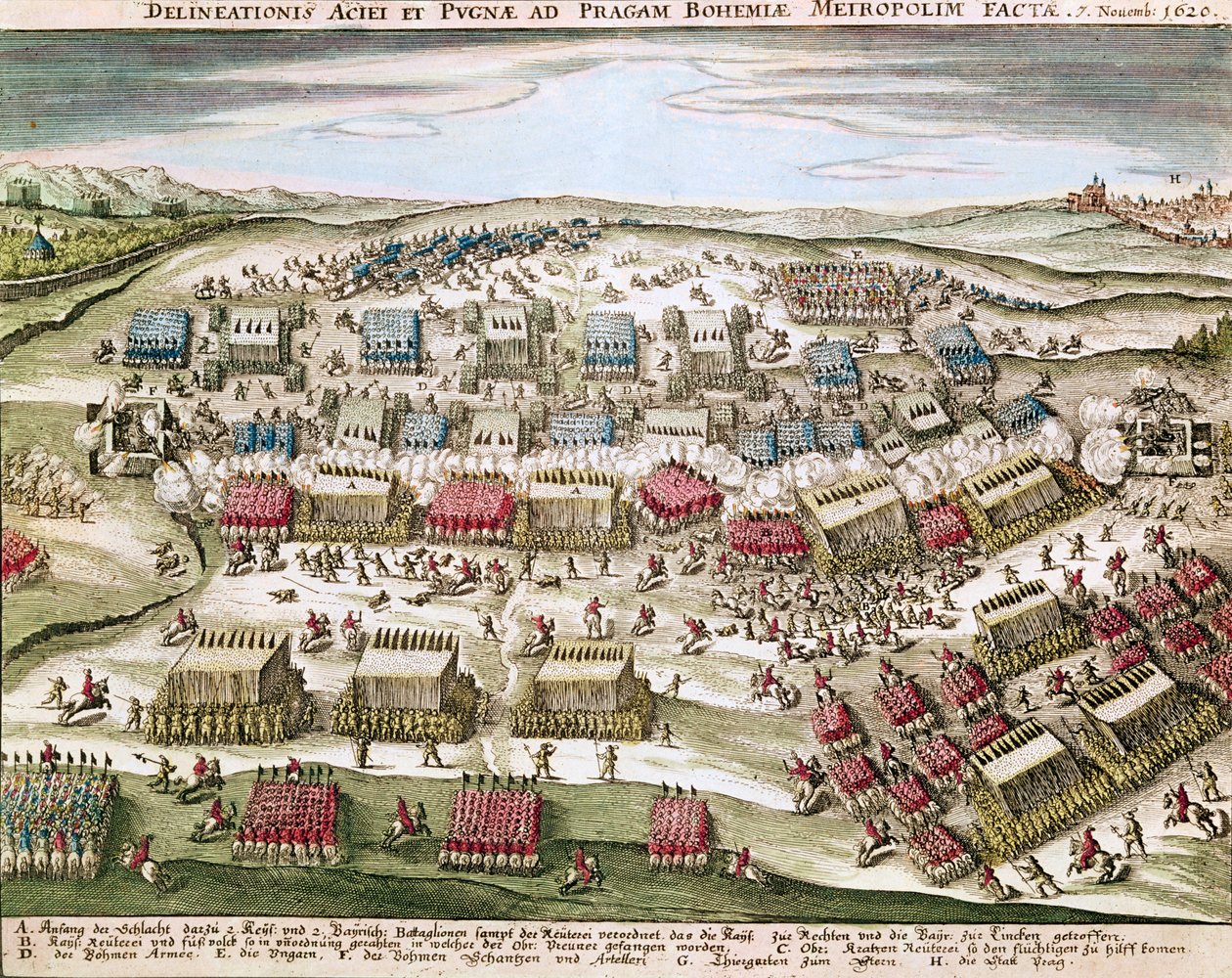 Die Schlacht am Weißen Berg, 8. November 1620 von German School