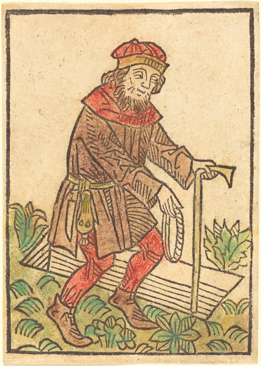 Mann geht auf ein Grab zu von German 15th Century