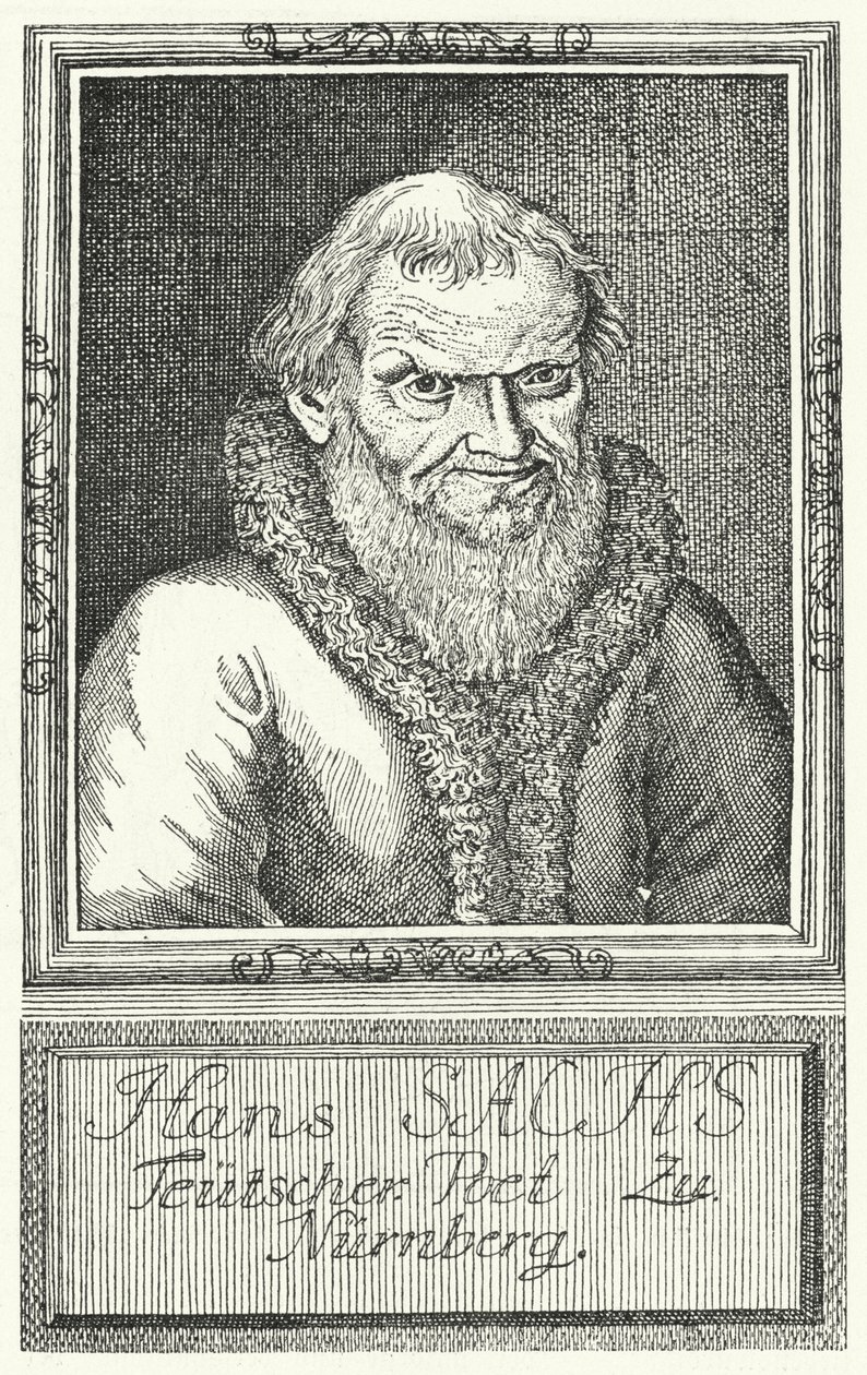 Hans Sachs, deutscher Dramatiker und Schriftsteller (Stich) von German School