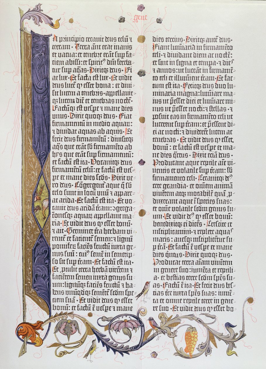 Die 36-zeilige Bibel, gedruckt von Gutenberg (Pergament) von German School