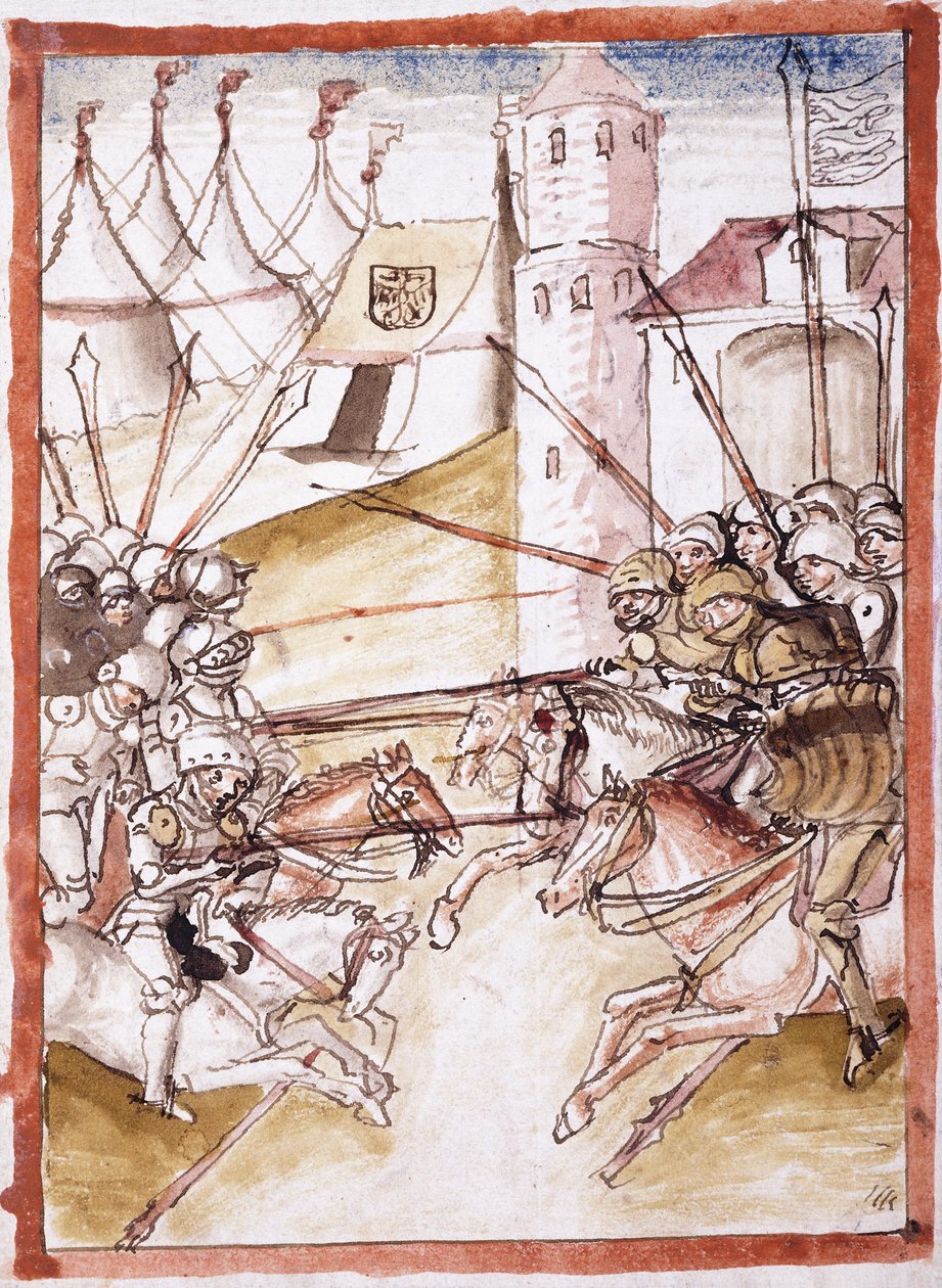 Die Römer greifen Augsburg an, ca. 1490 von German School