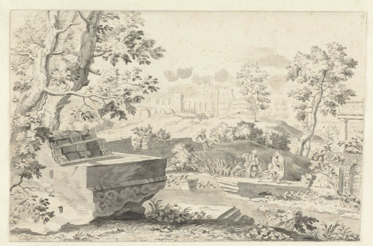 Landschaft mit antiken Ruinen von Gerrit Grasdorp (possibly)