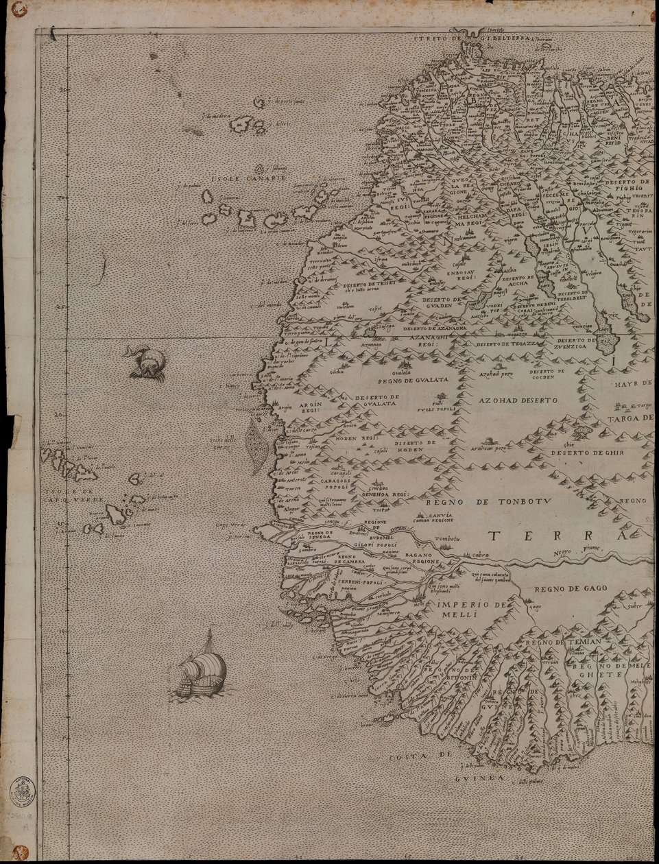 Karte von Afrika von Giacomo Gastaldi