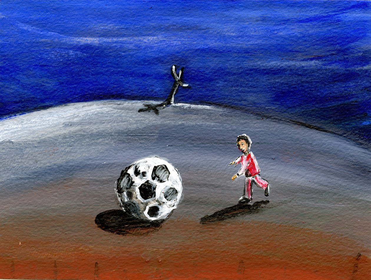 Ich fand einen großen Fußball, 2005 (Öl auf Papier) von Gigi Sudbury