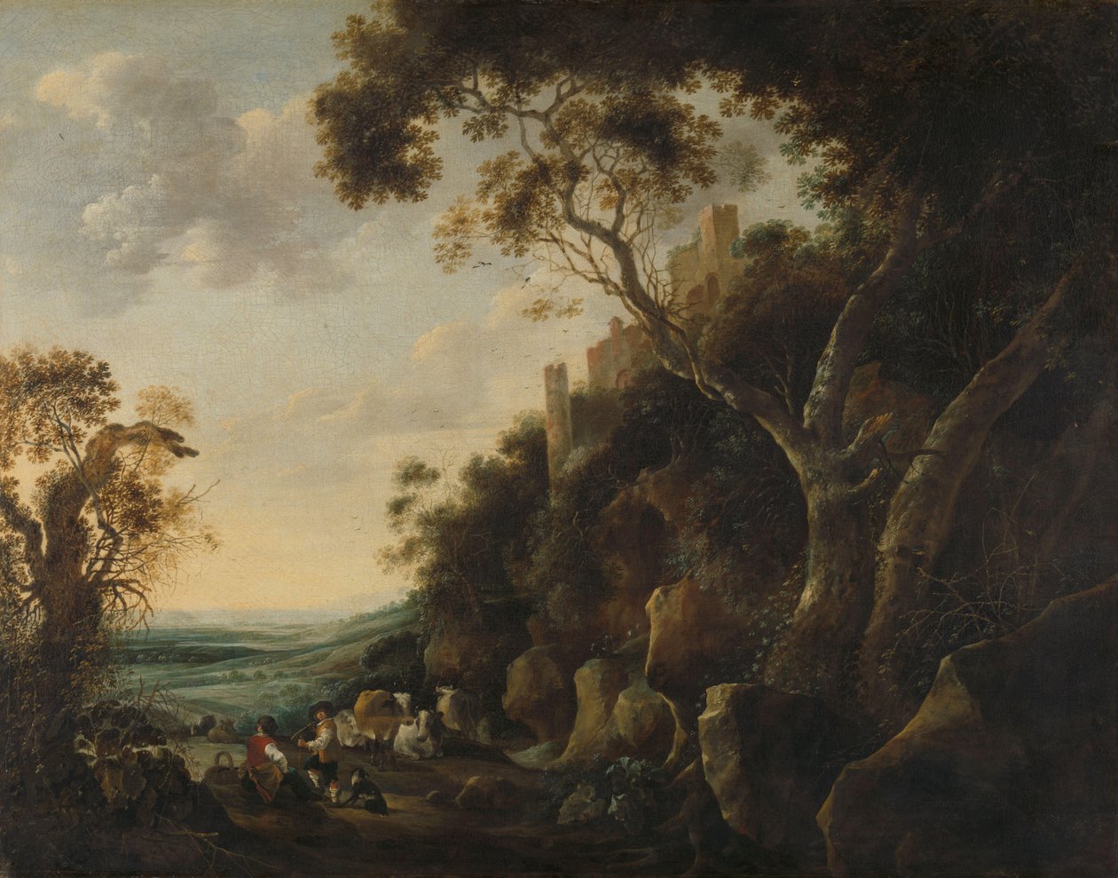 Landschaft mit Hirten von Gijsbert Gillisz de Hondecoeter