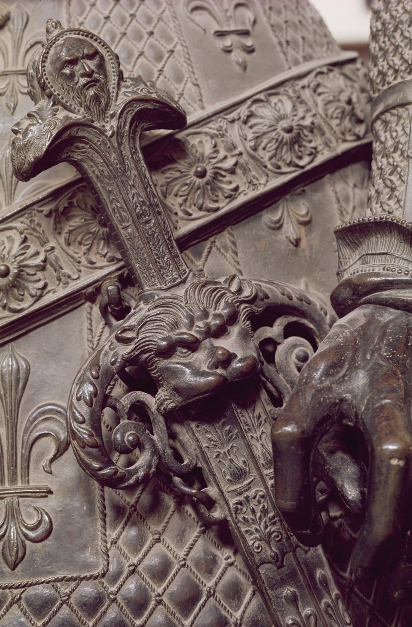 Detail einer Kettenhandschuhhand, vom Grab von Maximilian I., hergestellt in der Werkstatt von Peter Vischer, ca. 1460-1529 von Gilg Sesselschreiber