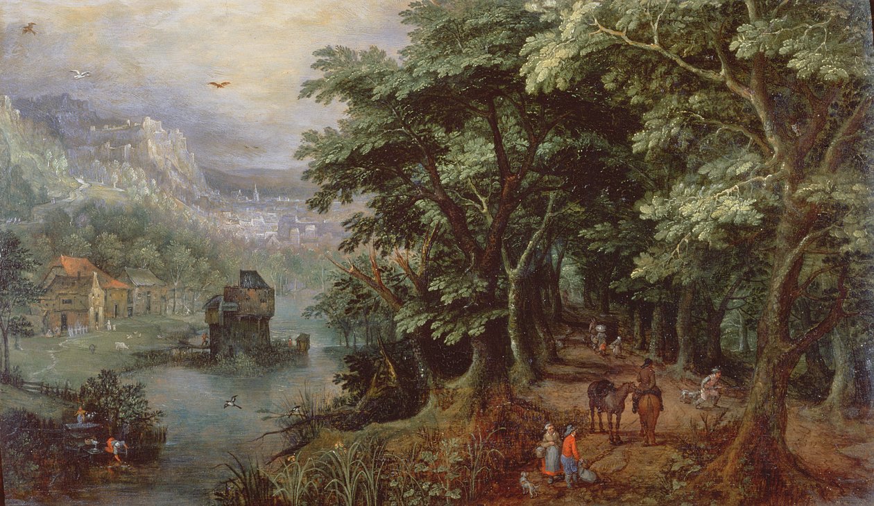 Landschaft mit Figuren in einer Allee, um 1595 von Gillis van III Coninxloo