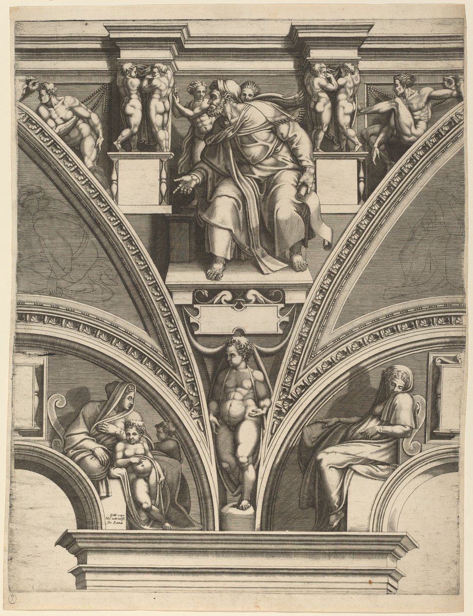 Der Prophet Ezechiel von Giorgio Ghisi after Michelangelo