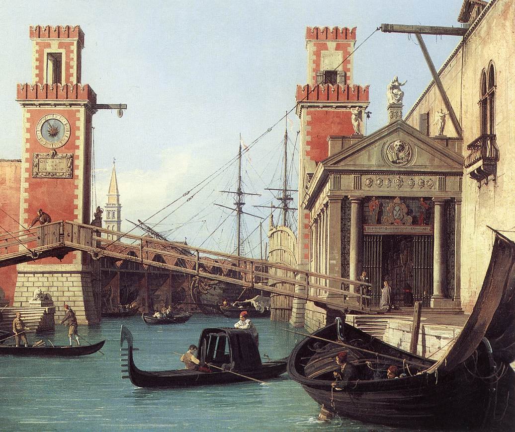 Blick auf den Eingang zum Arsenal von Giovanni Antonio Canal