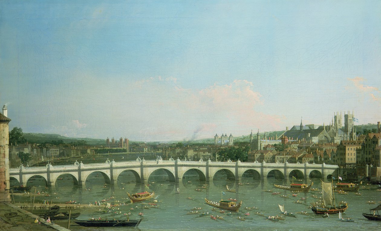 Westminster Bridge von Norden mit Lambeth Palace in der Ferne von Giovanni Antonio Canal