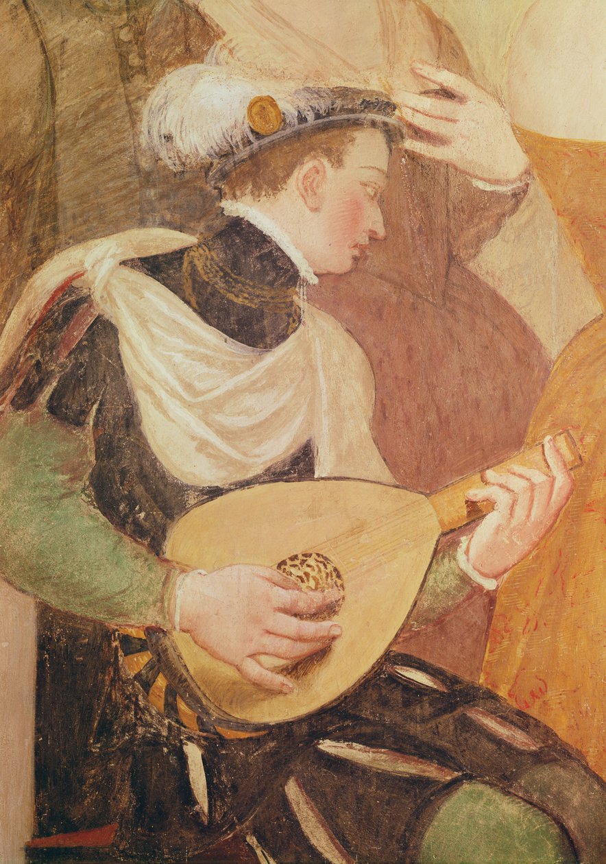 Einladung zum Tanz (Detail eines Musikers) von Giovanni Antonio Fasolo