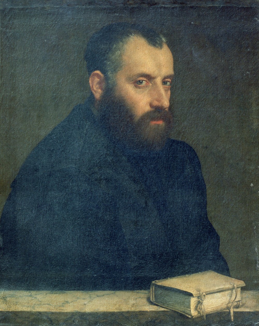 Porträt eines Mannes mit einem Buch von Giovanni Battista Moroni