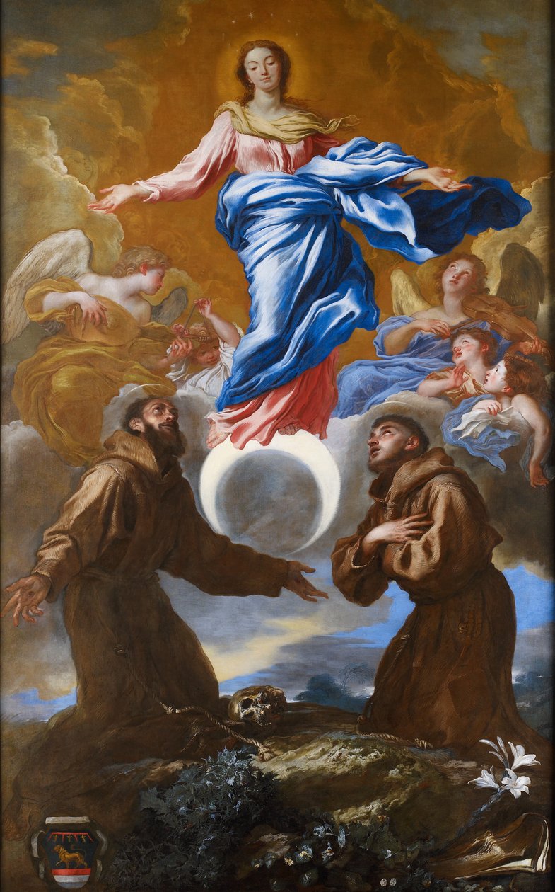 Die Unbefleckte Empfängnis mit den Heiligen Franz von Assisi und Antonius von Padua, 1650 von Giovanni Benedetto Castiglione