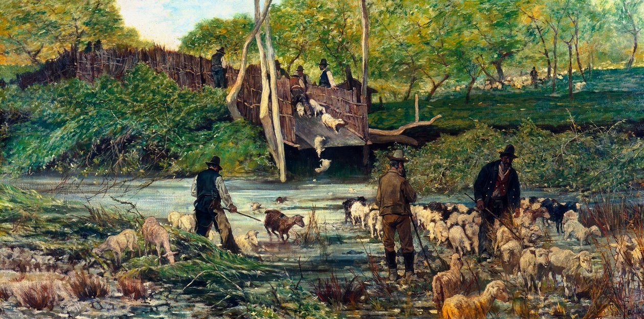 Schafe springen von Giovanni Fattori