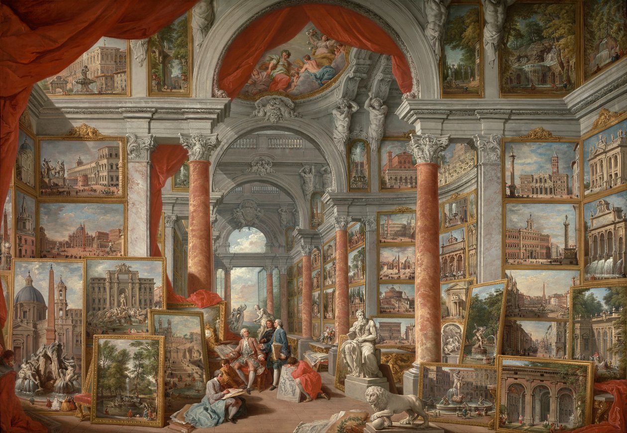 Gemäldegalerie mit Ansichten des modernen Rom von Giovanni Paolo Pannini