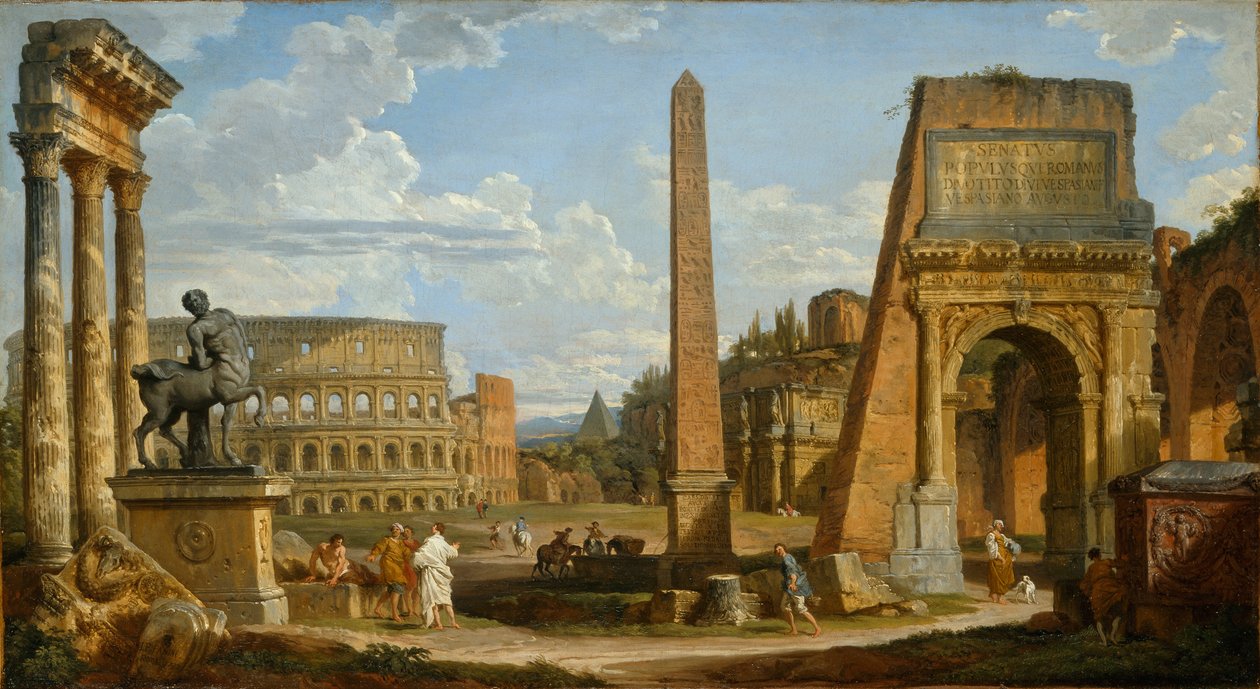 Eine Capriccio-Ansicht römischer Ruinen, 1737 von Giovanni Paolo Pannini