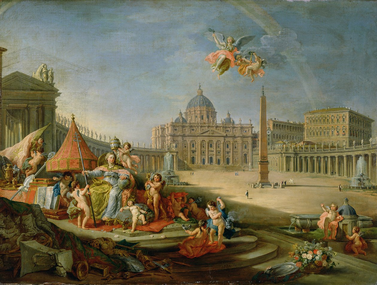 Piazza San Pietro, Rom mit einer Allegorie des Triumphs des Papsttums, 1757 von Giovanni Paolo Pannini