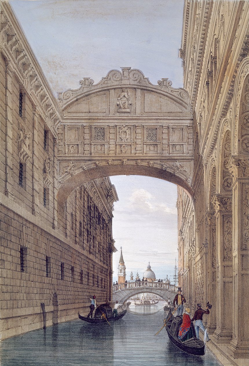 Die Seufzerbrücke, Venedig, graviert von Lefevre von Giovanni Pividor